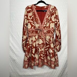 ANTONIO MELANI Red and Cream Floral Mini Dress